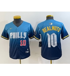 Youth Philadelphia Phillies 10 J T  Realmuto Blue 2024 City Connect Limited Stitched Baseball Jersey 4