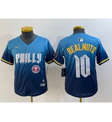 Youth Philadelphia Phillies 10 J T  Realmuto Blue 2024 City Connect Limited Stitched Baseball Jersey 8