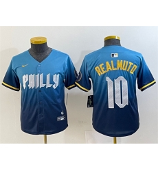 Youth Philadelphia Phillies 10 J T  Realmuto Blue 2024 City Connect Limited Stitched Baseball Jersey