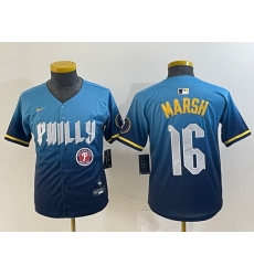 Youth Philadelphia Phillies 16 Brandon Marsh Blue 2024 City Connect Limited Stitched Jersey 1