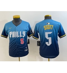 Youth Philadelphia Phillies 5 Bryson Stott Blue 2024 City Connect Limited Stitched Baseball Jersey 5