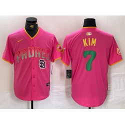 Men San Diego Padres  7 Ha Seong Kim Pink Cool Base Stitched Baseball Jersey 1