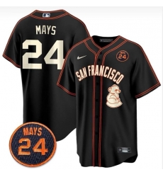 Men San Francisco Giants 24 Willie Mays Black With Patch Stitched Baseball Jersey