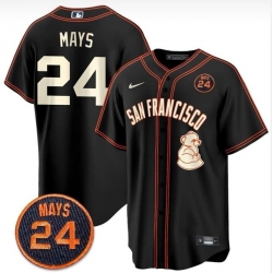 Men San Francisco Giants 24 Willie Mays Black With Patch Stitched Baseball Jersey