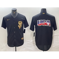 Men San Francisco Giants Black Team Big Logo Cool Base Stitched Baseball Jersey