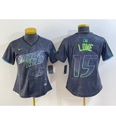 Women Tampa Bay Rays 15 Josh Lowe Charcoal 2024 City Connect Limited Stitched Baseball Jersey 4