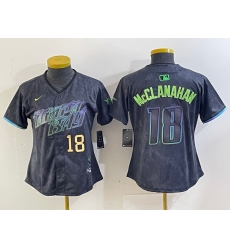 Women Tampa Bay Rays 18 Shane McClanahan Charcoal 2024 City Connect Limited Stitched Baseball Jersey 4