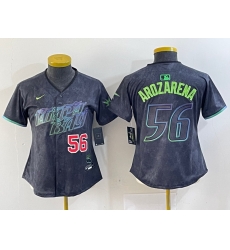 Women Tampa Bay Rays 56 Randy Arozarena Charcoal 2024 City Connect Limited Stitched Baseball Jersey 1