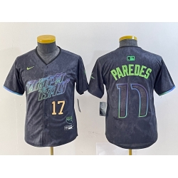 Youth Tampa Bay Rays 17 Isaac Paredes Charcoal 2024 City Connect Limited Stitched Baseball Jersey 1