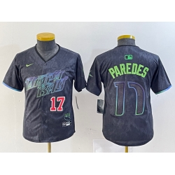 Youth Tampa Bay Rays 17 Isaac Paredes Charcoal 2024 City Connect Limited Stitched Baseball Jersey 2