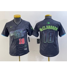 Youth Tampa Bay Rays 18 Shane McClanahan Charcoal 2024 City Connect Limited Stitched Baseball Jersey