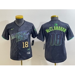 Youth Tampa Bay Rays 18 Shane McClanahan Charcoal 2024 City Connect Limited jerseys 3