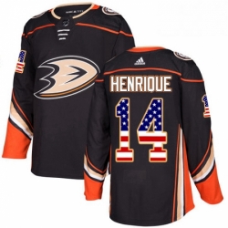 Mens Adidas Anaheim Ducks 14 Adam Henrique Authentic Black USA Flag Fashion NHL Jersey 