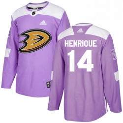 Mens Adidas Anaheim Ducks 14 Adam Henrique Authentic Purple Fights Cancer Practice NHL Jersey 