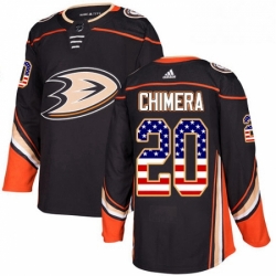 Mens Adidas Anaheim Ducks 20 Jason Chimera Authentic Black USA Flag Fashion NHL Jersey 