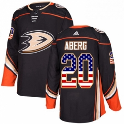 Mens Adidas Anaheim Ducks 20 Pontus Aberg Black Home Authentic USA Flag Stitched NHL Jersey 