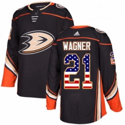 Mens Adidas Anaheim Ducks 21 Chris Wagner Authentic Black USA Flag Fashion NHL Jersey 