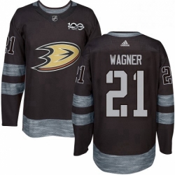 Mens Adidas Anaheim Ducks 21 Chris Wagner Premier Black 1917 2017 100th Anniversary NHL Jersey 