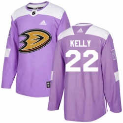 Mens Adidas Anaheim Ducks 22 Chris Kelly Authentic Purple Fights Cancer Practice NHL Jerse