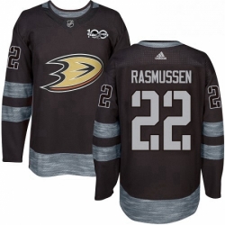 Mens Adidas Anaheim Ducks 22 Dennis Rasmussen Premier Black 1917 2017 100th Anniversary NHL Jersey 