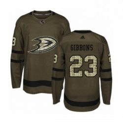 Mens Adidas Anaheim Ducks 23 Brian Gibbons Authentic Green Salute to Service NHL Jersey 