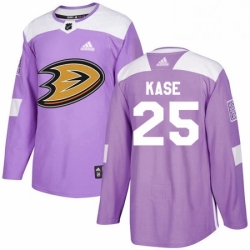 Mens Adidas Anaheim Ducks 25 Ondrej Kase Authentic Purple Fights Cancer Practice NHL Jersey 