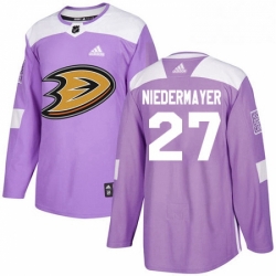 Mens Adidas Anaheim Ducks 27 Scott Niedermayer Authentic Purple Fights Cancer Practice NHL Jersey 