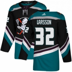 Mens Adidas Anaheim Ducks 32 Jacob Larsson Authentic Black Teal Third NHL Jersey 