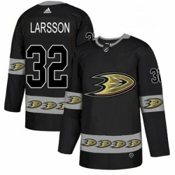 Mens Adidas Anaheim Ducks 32 Jacob Larsson Premier Black Team Logo Fashion NHL Jersey 