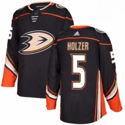 Mens Adidas Anaheim Ducks 5 Korbinian Holzer Authentic Black Home NHL Jersey 