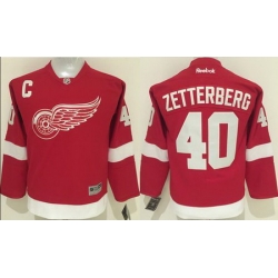 Red Wings #40 Henrik Zetterberg Red Home Stitched Youth NHL Jersey II