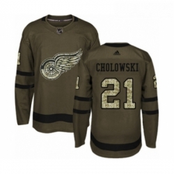 Youth Adidas Detroit Red Wings 21 Dennis Cholowski Premier Green Salute to Service NHL Jersey 