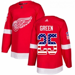 Youth Adidas Detroit Red Wings 25 Mike Green Authentic Red USA Flag Fashion NHL Jersey 