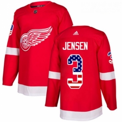 Youth Adidas Detroit Red Wings 3 Nick Jensen Authentic Red USA Flag Fashion NHL Jersey 