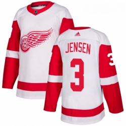Youth Adidas Detroit Red Wings 3 Nick Jensen Authentic White Away NHL Jersey 