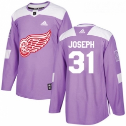 Youth Adidas Detroit Red Wings 31 Curtis Joseph Authentic Purple Fights Cancer Practice NHL Jersey 