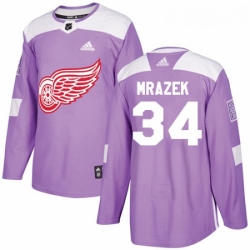 Youth Adidas Detroit Red Wings 34 Petr Mrazek Authentic Purple Fights Cancer Practice NHL Jersey 
