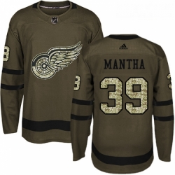 Youth Adidas Detroit Red Wings 39 Anthony Mantha Authentic Green Salute to Service NHL Jersey 