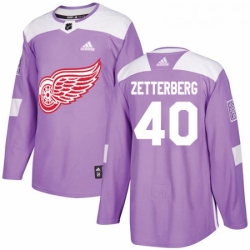 Youth Adidas Detroit Red Wings 40 Henrik Zetterberg Authentic Purple Fights Cancer Practice NHL Jersey 