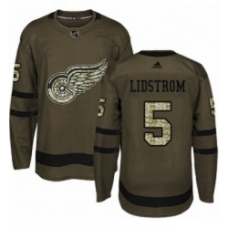 Youth Adidas Detroit Red Wings 5 Nicklas Lidstrom Authentic Green Salute to Service NHL Jersey 