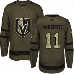 Mens Adidas Vegas Golden Knights 11 Curtis McKenzie Authentic Green Salute to Service NHL Jersey 