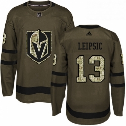 Mens Adidas Vegas Golden Knights 13 Brendan Leipsic Authentic Green Salute to Service NHL Jersey 
