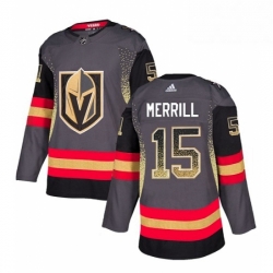 Mens Adidas Vegas Golden Knights 15 Jon Merrill Authentic Black Drift Fashion NHL Jersey 