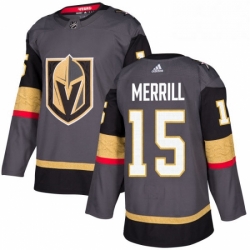 Mens Adidas Vegas Golden Knights 15 Jon Merrill Authentic Gray Home NHL Jersey 