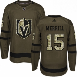 Mens Adidas Vegas Golden Knights 15 Jon Merrill Authentic Green Salute to Service NHL Jersey 