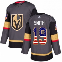 Mens Adidas Vegas Golden Knights 19 Reilly Smith Authentic Gray USA Flag Fashion NHL Jersey 
