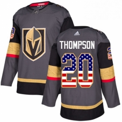 Mens Adidas Vegas Golden Knights 20 Paul Thompson Authentic Gray USA Flag Fashion NHL Jersey 