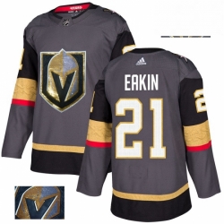 Mens Adidas Vegas Golden Knights 21 Cody Eakin Authentic Gray Fashion Gold NHL Jersey 