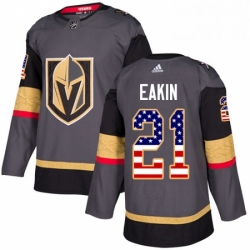 Mens Adidas Vegas Golden Knights 21 Cody Eakin Authentic Gray USA Flag Fashion NHL Jersey 