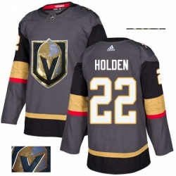 Mens Adidas Vegas Golden Knights 22 Nick Holden Authentic Gray Fashion Gold NHL Jersey 